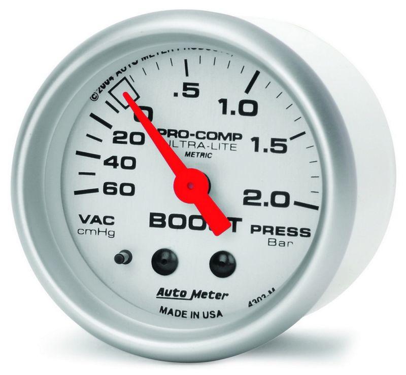 Boost/vacuum auto meter 4303-m ultra-lite analog gauges 60 cm hg/2.0 bars -