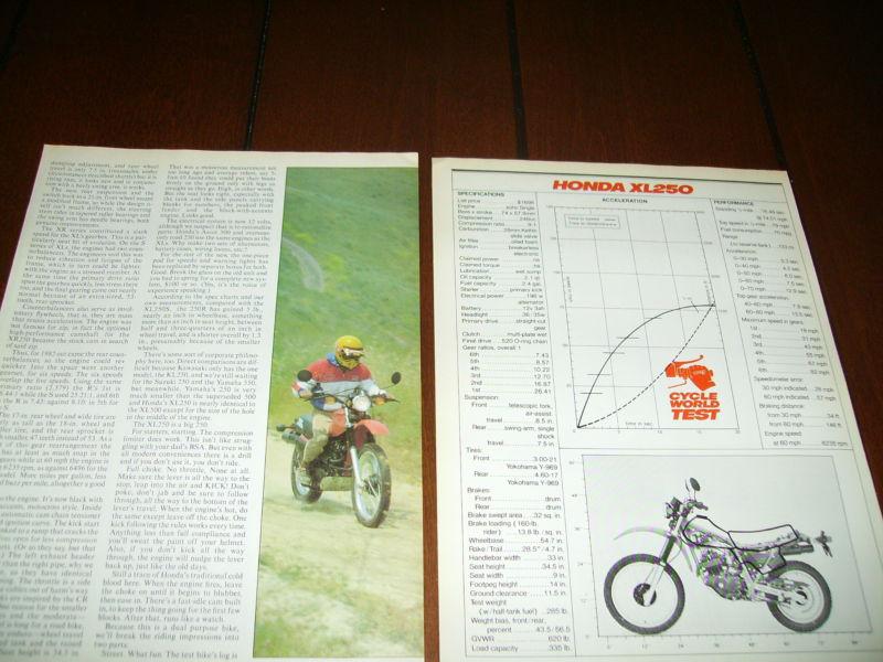 1982 HONDA XL250R ***ORIGINAL ARTICAL / SPECIFICATIONS***, US $13.95, image 3