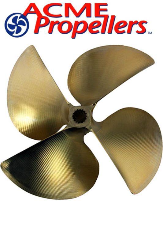 Acme 13.25 x 15.5 inboard propeller left hand nibral cupped splined bore 4 blade