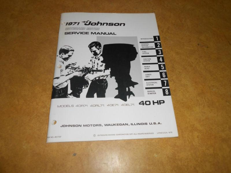 1971 40 hp johnson outboard factory repair & service manual evinrude 40hp 
