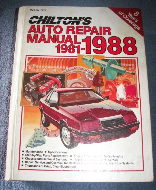 Find Chilton's Auto Repair Manual HC 1981 to 1988 All Models Clear