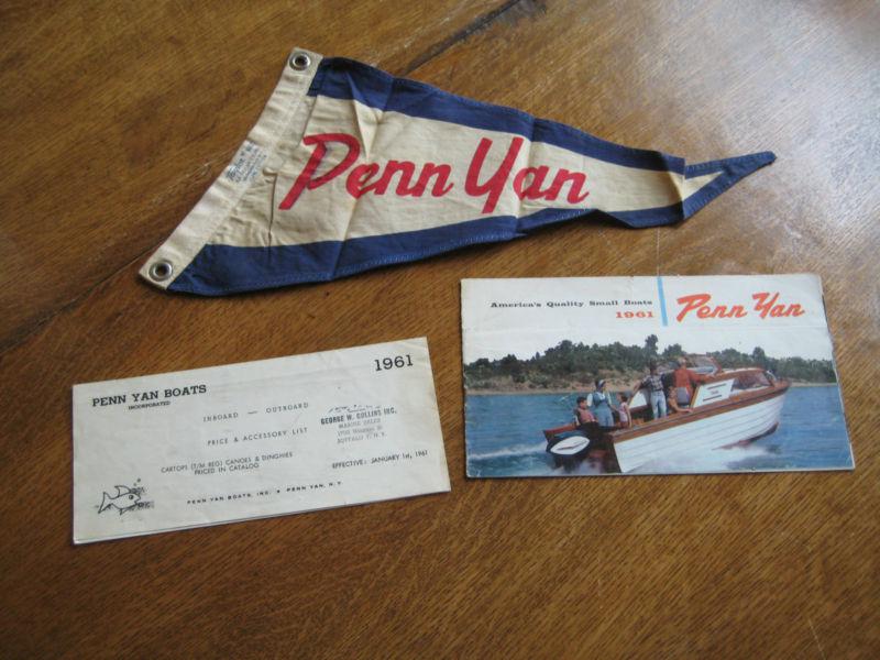 1961 penn yan boat vintage flag, book, and price list  original condition