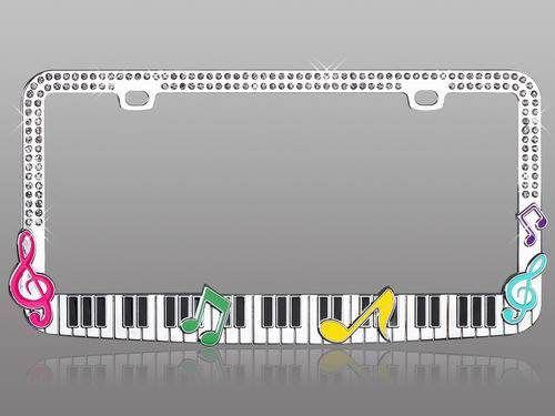 Piano keyboard design with musical notes license plate frame lpf2mc021tsk