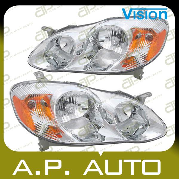 Pair head light lamp assembly 03-04 toyota corolla ce le lh+rh new replacement