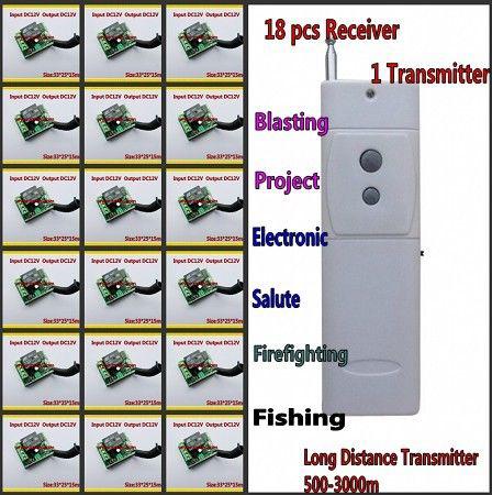 Dc12v remote control switch 18 receiver 1 transmitter long distance for blasting