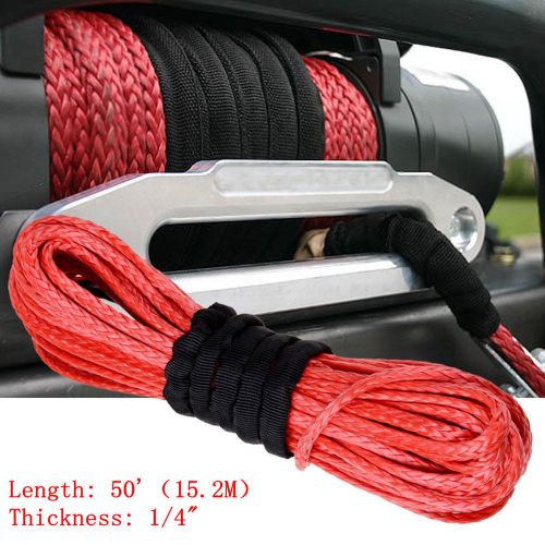 50&#039;x1/4&#034; strong durable car suv truck atv utv dyneema synthetic winch rope cable