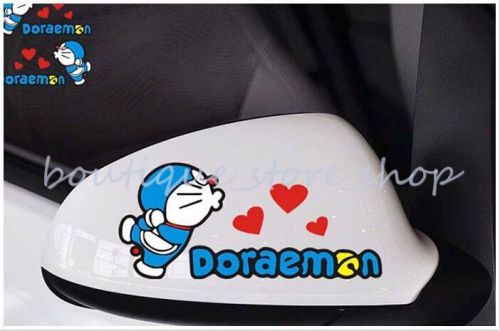 S size rearview doraemon red heart eyelids side door window car stickers decals