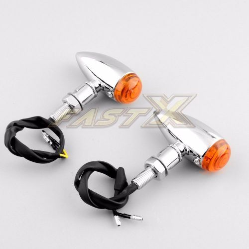 2x motorcycle bullet turn signal indicator light for harley chopper amber chrome