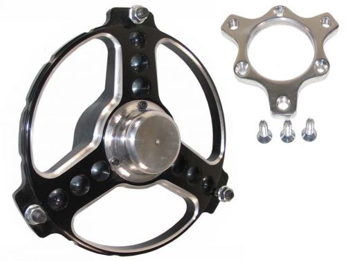 Keizer midget front hub w/bearings &amp; rotor mount,3 spoke,3 lug,black,spike,beast