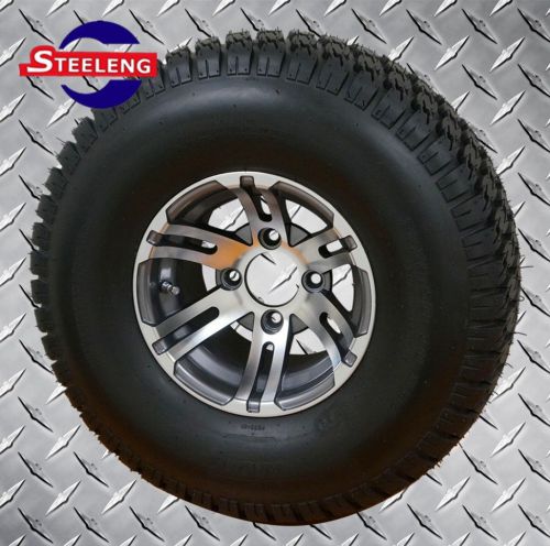 Golf cart 10x7 gunmetal bulldog wheels and 22x9.5-10 turf/street tires(4)
