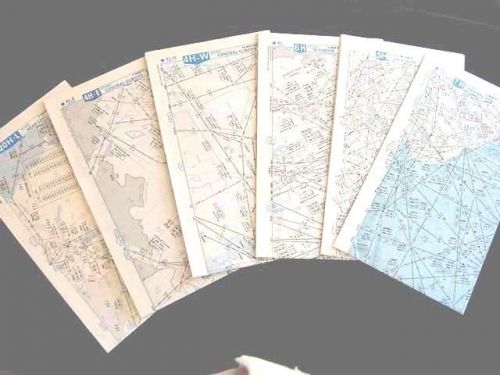Aviation navigational enroute charts (6) new, open to 28"w x 20 1/2" h.  see pic