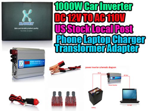 Car power inverter 1000w modified sine wave inverter dc 12v to ac 110v converter