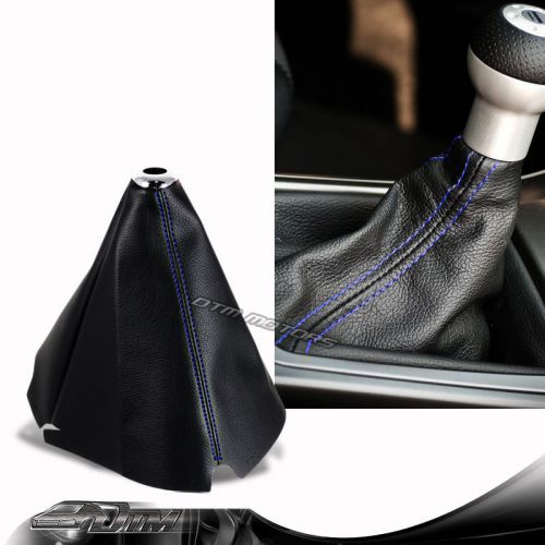 Jdm blue stitch black pvc leather shifter shift gear knob boot cover for honda