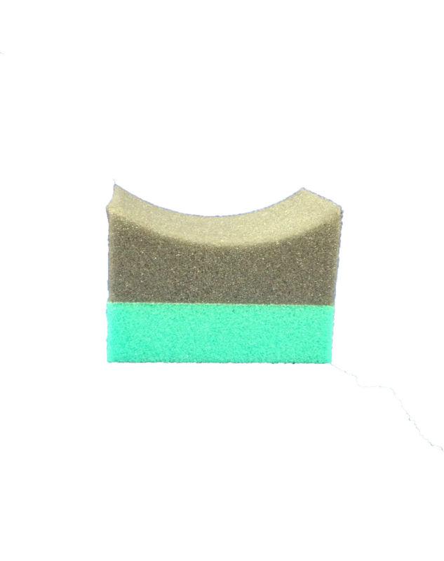 Tire shine sponge crescent shape green and black soft dressing applicator