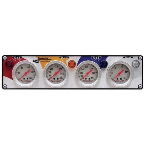 Longacre 44418 4 gauge aluminum panel w. sportsman gauges - op,wt,ot,fp