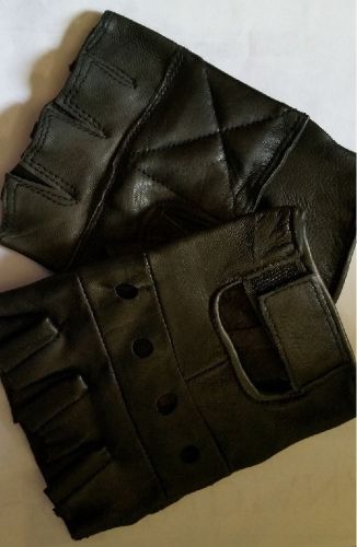 New leather fingerless riding gloves padded motorcycle biking fitness