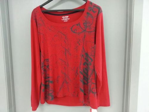 Polaris women's ladies red script long sleeve scoop neck shirt - xxl 2xl - new