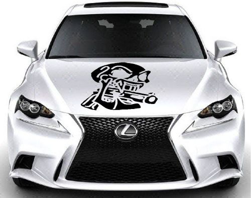 Skeleton w/ gun wrap hood car vinyl decal art sticker graphics abb154