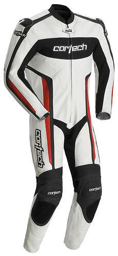 New cortech laitago-rr one-piece leather race suit, white/red, med/md