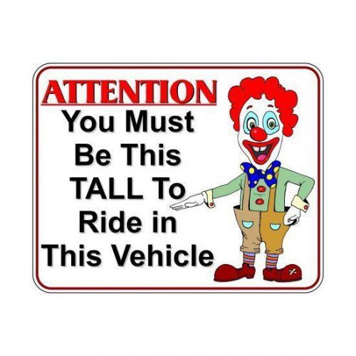Pair of you must be this tall to ride clown 5&#034; vinyl decals for truck lift kit