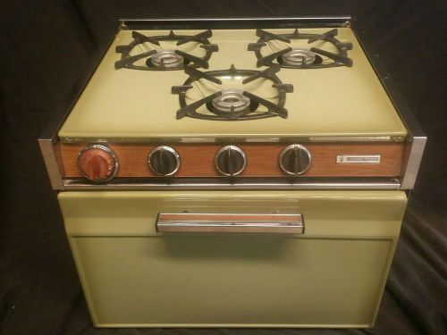 Vintage camper canned ham travel trailer magic chef 3 burner oven stove
