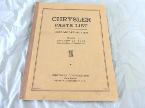 Original 1935 35 chrysler parts list manual for c1 c2 c3 c6