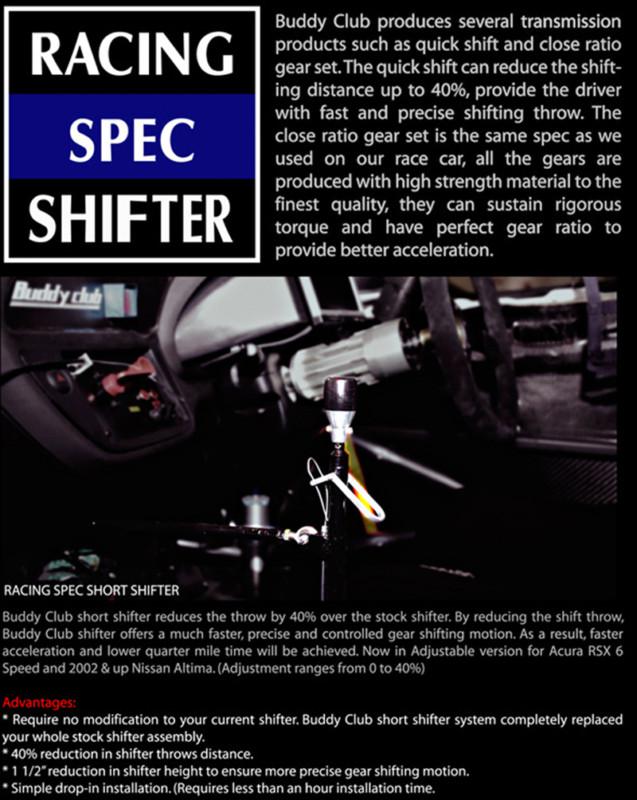 Buddy club racing spec quick shift kit 2010+ honda crz 6 speed mt bc08-rss-h009