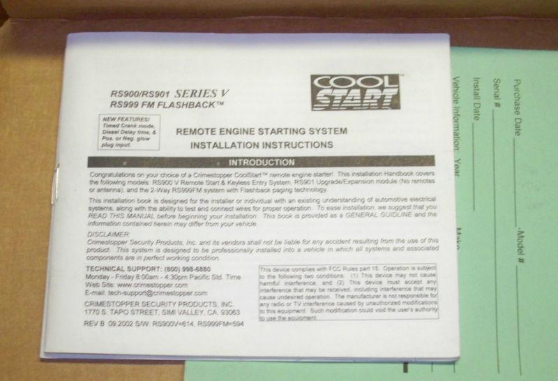 Add-on remote starter for cool start rs900 uses your existing fob 