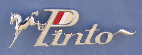 Ford pinto script emblem fomoco oem badge 71 70s vintage pony chrome