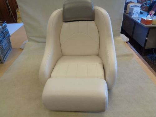 Yamaha jet driver seat w / flip up bolster vinyl off white &amp; gray marine boat