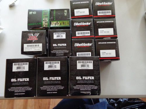 Mixed lot of 16 new motorcycle oil filters twin power, hiflo, bike master