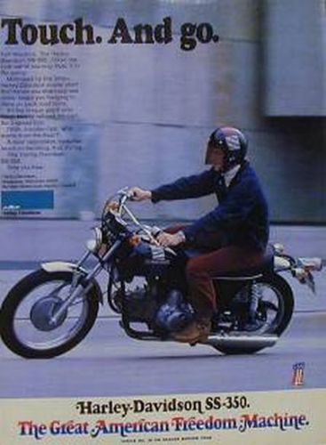 Harley-davidson ss-350 motorcycle ad 1973 ss350 350