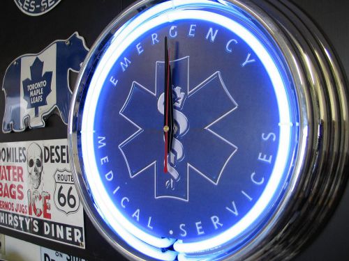 Ems ambulance beer billiards pool garage man cave bar pub sign neon  clock
