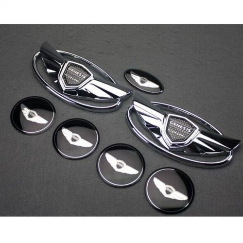 Set 7pc car wing wheel emblems badges for 2010-2015 hyundai genesis coupe silver