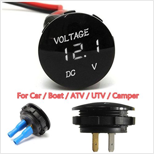 Round arc mini dc 12v white led car boat digital display voltmeter meter gauge