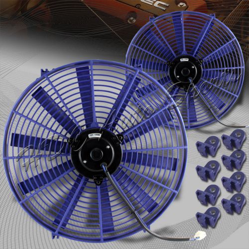 Find 2 X 16" Blue Electric Slim Push Pull Engine Bay Cooling Radiator
