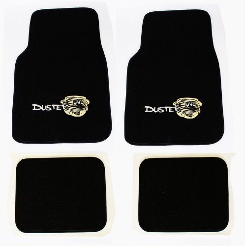New! 1970-1976 plymouth duster black carpet floor mats embroidered logo set of 4