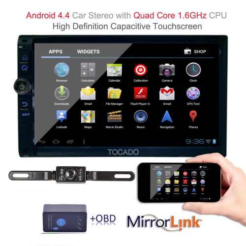 Camera+android 2din car stereo dvd player gps quad core 16gb mirror link bt+obd