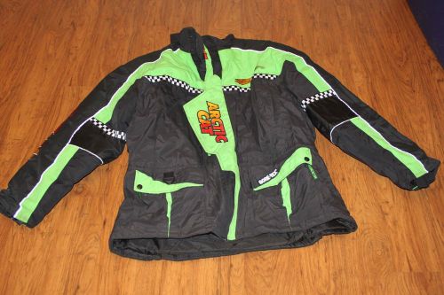 Arctic cat snowmobile jacket gore-tex mens xl green / black shell &amp; liner