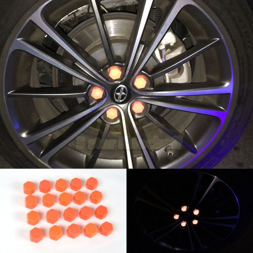Glow in the dark halo mod on wheel! 21mm usa pvc rim lug nuts covers caps orange