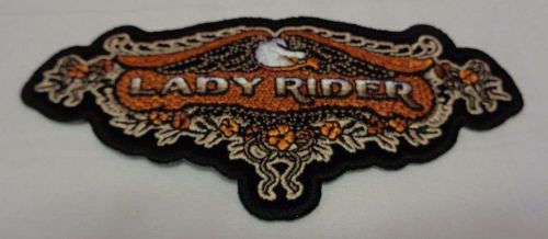 Biker motorcycle &#034;lady rider&#034; eagle for vest jacket patch black,orange &amp; white