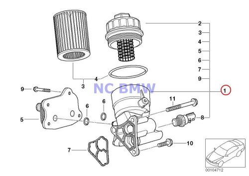 Bmw mini genuine lubrication system oil filter housing r52 r53 11427562250