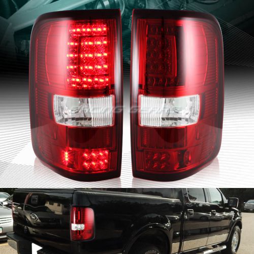 Red/clear lens led rear brake tail lights lamps fits 04-08 f150 f-150 styleside