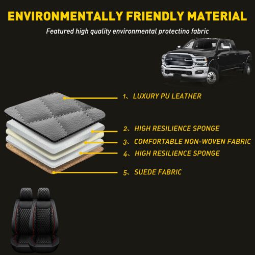 10Pc Black Gray Car Seat Cover Cushion Set Full For 2010-2022 Ram 1500 2500 3500, US $127.99, image 5
