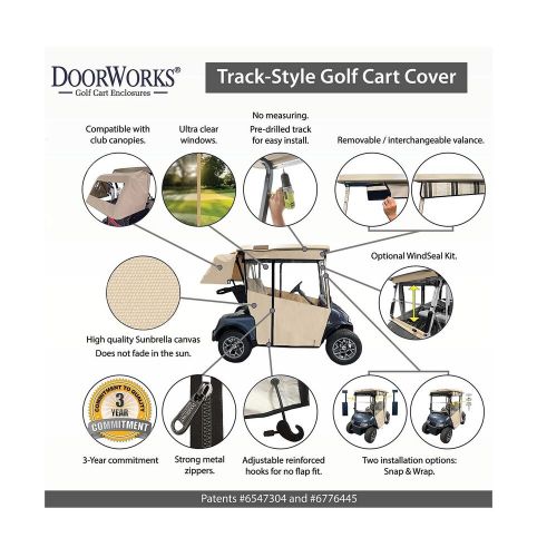 Golf Cart Cover – 3-Sided Track Style Sunbrella Canvas – Fits Golf B, US $666.96, image 2