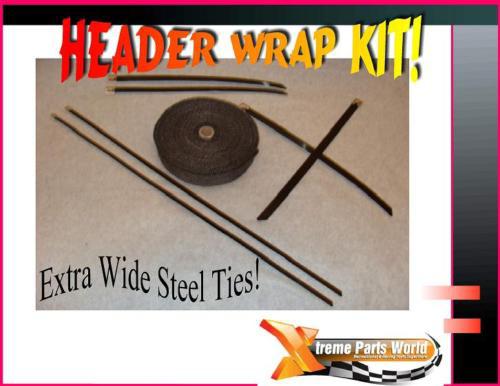 New xpw 50' hot rod header/exhaust pipe wrap w/8 black ties motorcycle/rat/honda