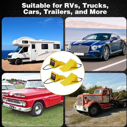 4 pc heavy duty wheel chocks stop tire rv camper trailer car truck stopper block