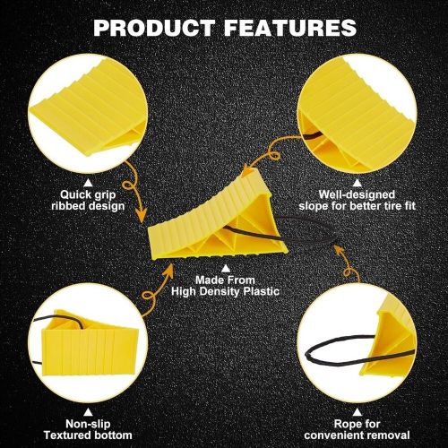 4 Pc Heavy Duty Wheel Chocks Stop Tire RV Camper Trailer Car Truck Stopper Block, US $27.25, image 3