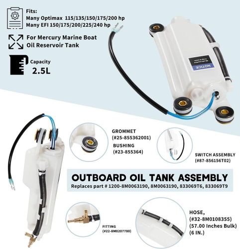 1200-8M0063190 Oil Reservoir Tank Assembly for 2000-2014 Mercury 135/150/175HP, US $72.80, image 8