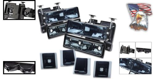 Smoked Lens Headlights+Bumper Lamps+Amber Corner Lights for Chevy C/K Suburban, US $153.99, image 5